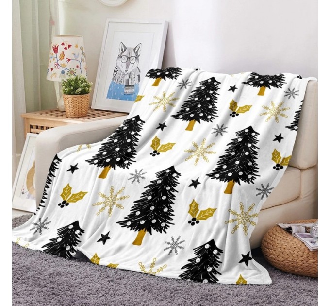 Плед рождественский двуслойный Homytex 150 * 200 флис Sherpa 12