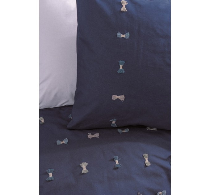 Комплект постільної білизни Cotton Box з вишивкою Gina Lacivert 200x220