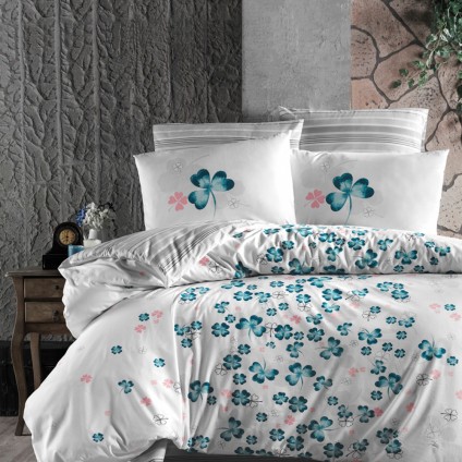 Постельное белье ранфорс FIRST CHOICE GHANCE TURQUOISE (160x220)
