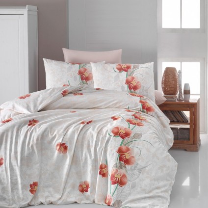 Постельное белье ранфорс FIRST CHOICE LEORA SALMON (160x220)