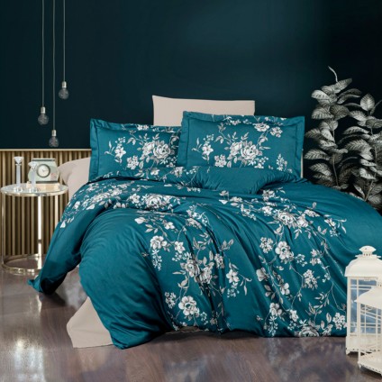 Постельное белье сатин делюкс FIRST CHOICE ARYA TURQUOISE (200x220)