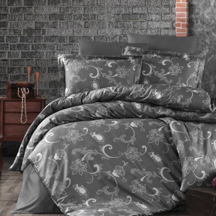 Постельное белье сатин FIRST CHOICE CARMINA ANTHRACITE (200x220)