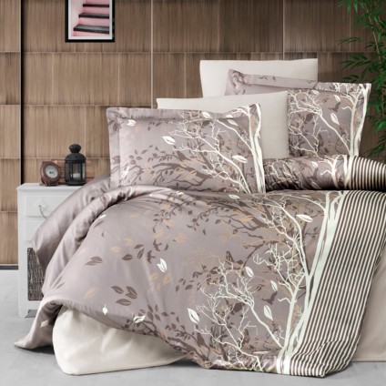Постельное белье сатин делюкс FIRST CHOICE LIVING BROWN (200x220)