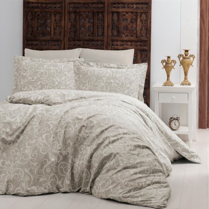 Постельное белье сатин делюкс FIRST CHOICE SWETA BEIGE (200x220)
