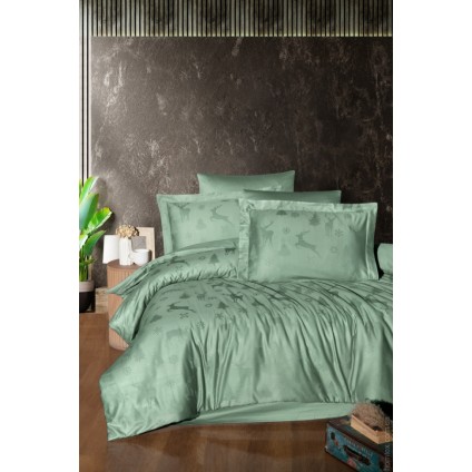 Постельное белье жаккард First Choice Midas crepe green евро