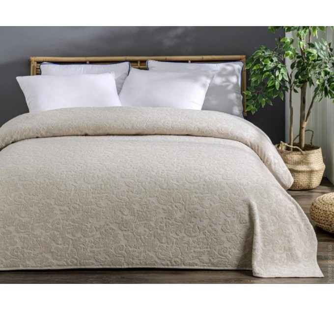 Простынь махровая Uniko crown home 220x240 см бежевая