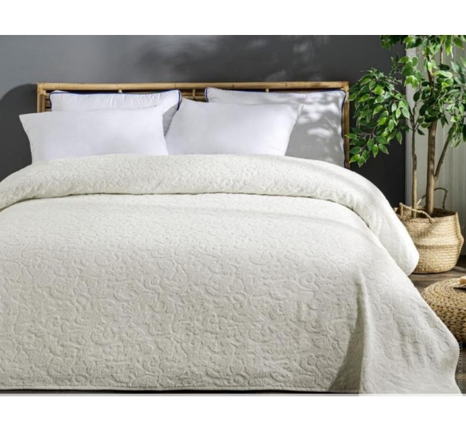 Простынь махровая Uniko crown home 220x240 см кремовая
