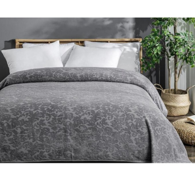 Простынь махровая Uniko crown home 220x240 см серая