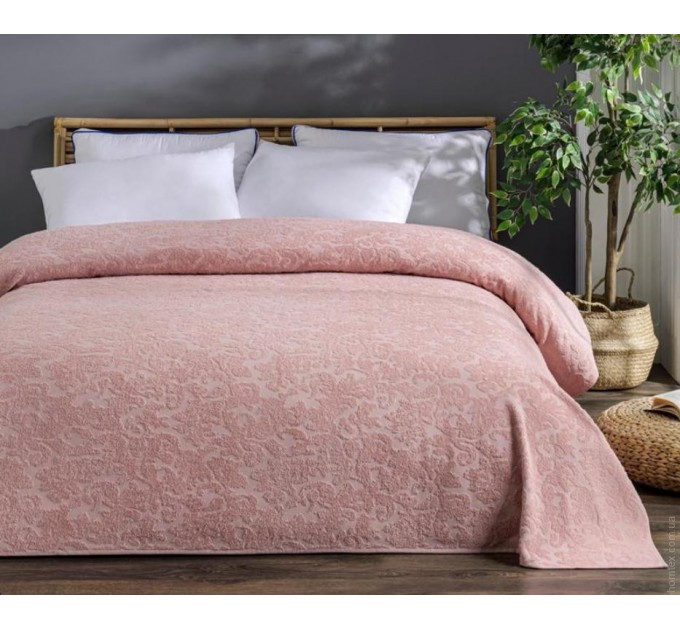Простынь махровая Uniko crown home 220x240 см розовая