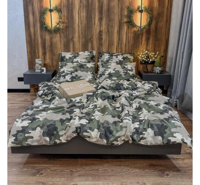  Постільна білизна “LeLIT”,Полікотон,Зелений,Євро, P-0073