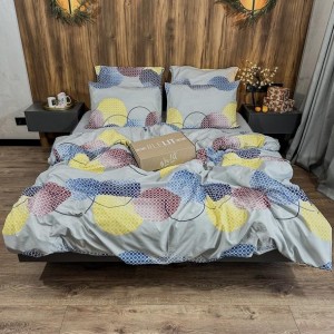 Постільна білизна  “LeLIT”,Полікотон, Світло-Сірий з принтом, Двоспальний, P-0078