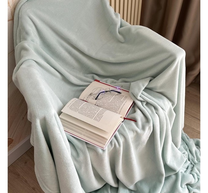  Плед покривало «Lelit», Фланель (Велсофт), Ментол, 150/200