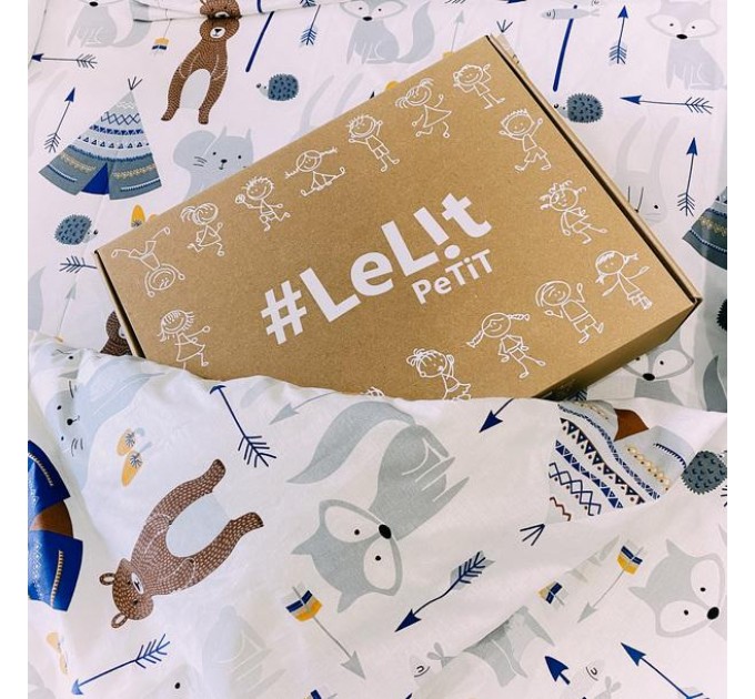  Дитяча постільна білизна “LeLIT”, Ранфорс, Білий з Принтом, Односпальний, R-2015