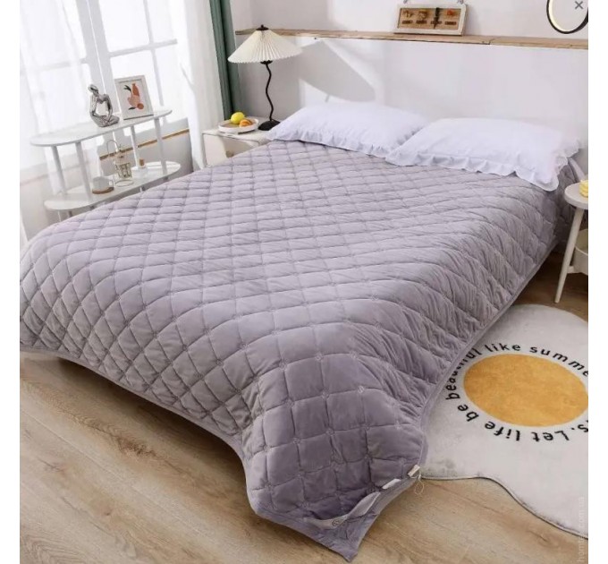 Покрывало велюровое Home Textile Ромбы 200х220 см светло-серое