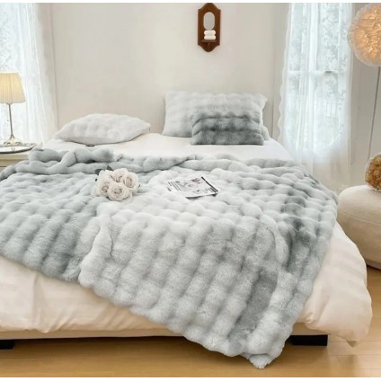 Плед - Покрывало Home Textile Sable 200x230 см из искусственного меха серый