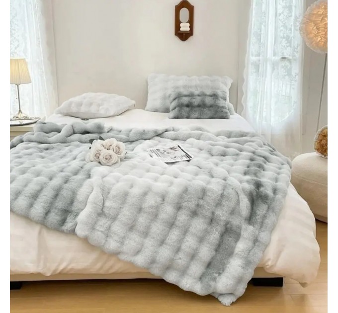 Плед - Покривало Home Textile Sable 200x230 см зі штучного хутра сірий