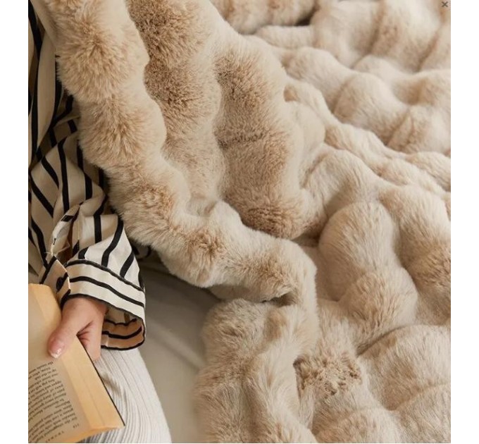 Плед - Покривало Home Textile Sable 200x230 см зі штучного хутра бежевий