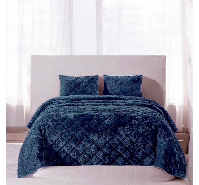 Покривало Home Textile VELOUR MARBLE синій